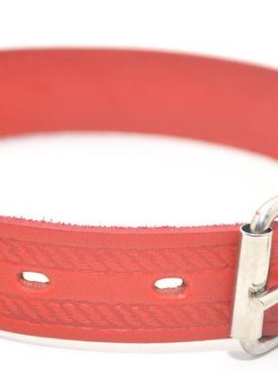 Шкіряний нашийник "ланцюжок", ширина 30 мм довжина 32-46см червоний