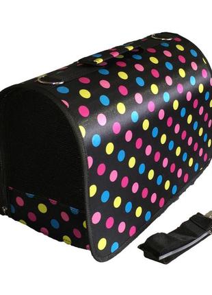 Сумка чорна в різнокольоровий горошок (розмір s)