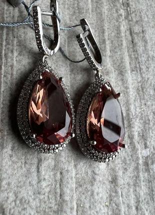 Серебряные серьги с султанитом (диаспор). акция