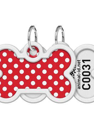 Адресник для собак та котів металевий waudog smart id з qr паспортом, діаметр 40*28мм