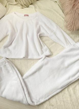 Жіноча тепла махрова піжама, махровий домашній комплект кофта та штани3 фото