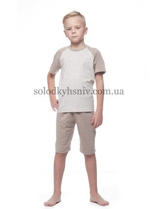 Ellen піжама для хлопчика шорти+футболка бежевий меланж р. 146 - 023/002