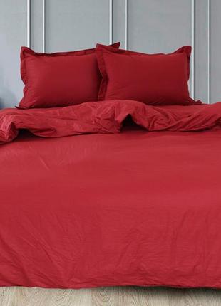 2-х спальний комплект постільної білизни, україна, тканина сатин люкс-туреччина, однотонний, червоний1 фото