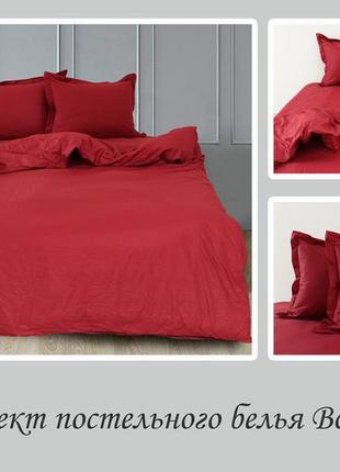 2-х спальный комплект постельного белья, украина, ткань сатин люкс-турция, однотонный, красный4 фото