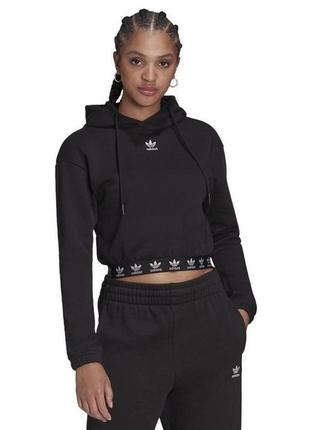 Женская кофта худи adidas originals womens cropped hoodie black