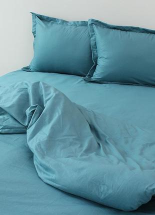 2-х спальный комплект постельного белья, украина, ткань сатин люкс-турция, однотонный, зеленая бирюза2 фото