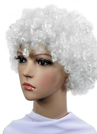 Перука янгола гнома санти маскарадна біле кучеряве волосся