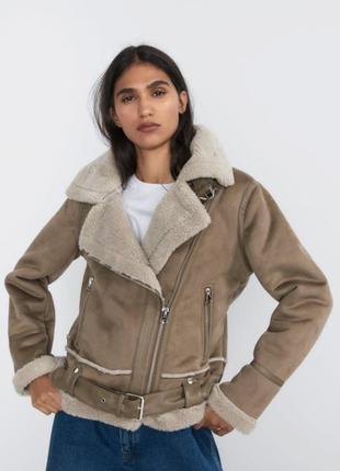 Дубленка авіатор, косуха zara