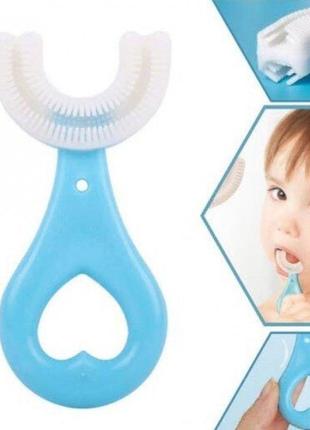 Детская u-образная зубная щетка капа для детей от 2 до 6 лет . силиконовая зубная щетка детская
