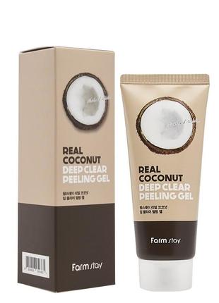 Пилинг-гель с экстактом кокоса farmstay real coconut deep clear peeling gel