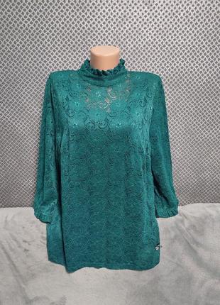 Шикарная, новая, нарядная, фирменная (himmelblau), изумрудная блуза.1 фото