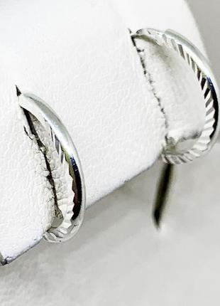 Сережки-кільця срібні з діамантовим огрануванням d=14мм 0,73 г