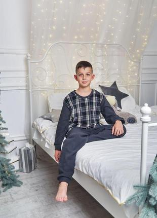Пижама теплая для мальчика подростка флисово махровая от 6 до 13 лет