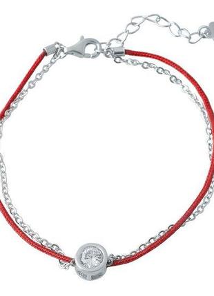 Срібний браслет з червоною ниткою з куб.цирконієм