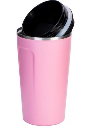 Термокружка металева optima coffe 500 мл, рожева2 фото