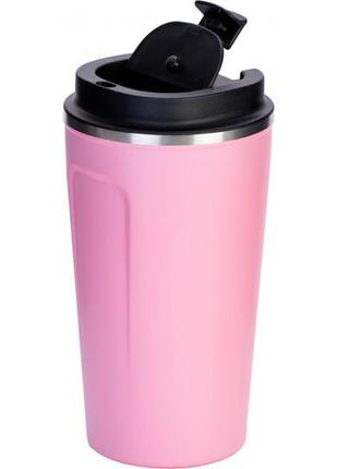 Термокружка металева optima coffe 500 мл, рожева3 фото