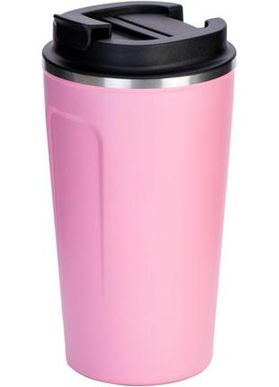 Термокружка металева optima coffe 500 мл, рожева1 фото