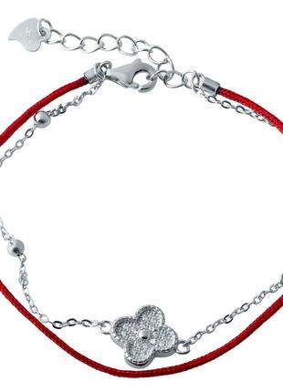 Срібний браслет з червоною ниткою з куб.цирконієм