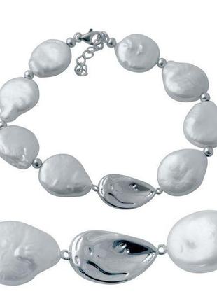 Срібний браслет з натуральним бароковим перлами