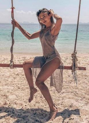 Женская пляжная туника-кольчуга6 фото