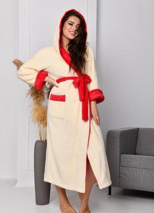 Жіночий домашній довгий махровий халат з капюшоном розміри норма9 фото