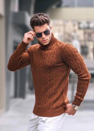 Свитер мужской коричневый теплый свитер шерсть