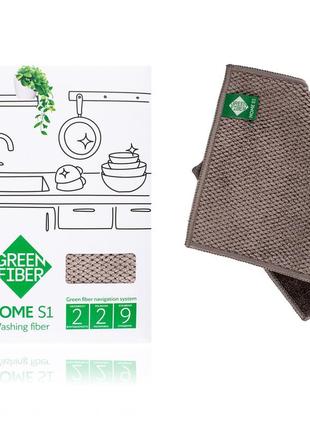 Салфетка greenway green fiber home s1, файбер для мытья посуды серый (08002)1 фото