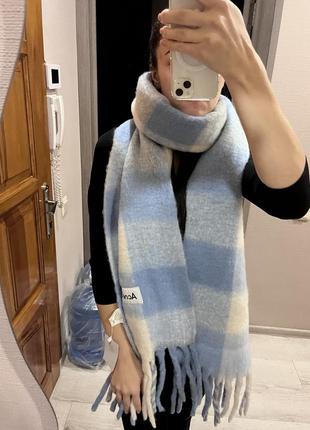Длинный шикарный красивый голубой 💙 шарф палантин теплый1 фото