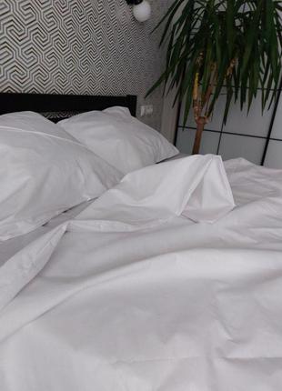 Полуторный комплект постельного белья однотонный, белый бязь голд. хлопковое постельное белье полуторка.