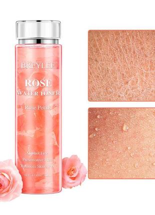 Тоник с лепестками роз breylee rose water toner 200 мл успокаивает кожу7 фото