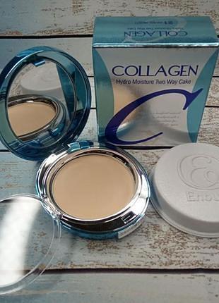 Коллагеновая пудра со сменным блоком spf 25 enough collagen hydro moisture two way cake оттенок 13