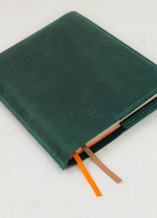 Кожаная обложка для блокнота а5 дизайн №10, натуральная винтажная кожа, цвет зеленый