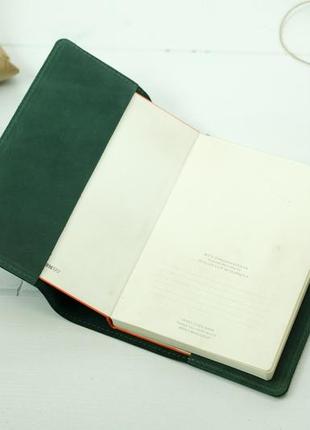 Кожаная обложка для блокнота а5, модель №14, натуральная винтажная кожа, цвет зеленый2 фото