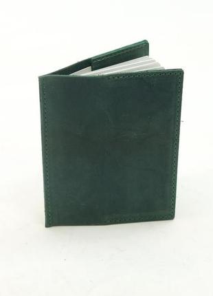 Кожаная обложка для документов модель №17, натуральная винтажная кожа, цвет зеленый