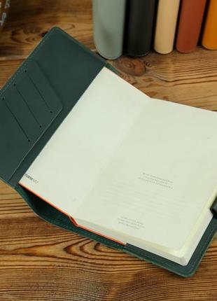 Кожаная обложка для блокнота а5 дизайн №1, натуральная кожа grand, цвет зеленый2 фото
