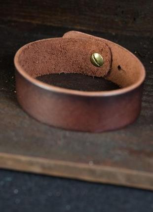 Кожаный браслет на руку, натуральная кожа итальянский краст, цвет вишня4 фото