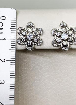 Сережки срібні з кубічним цирконієм "квітка" 3,38 г5 фото