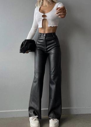 Шкіряні базові брюки тренд в стилі zara еко шкіра супер якість❤️