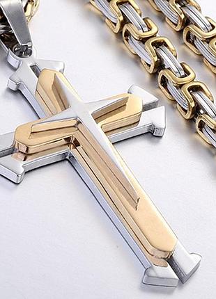 Мужская цепочка steel rage 8мм с крестиком