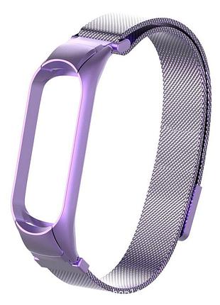 Металлический ремешок миланская петля для фитнес браслета трекера xiaomi mi band 4 фиолетовый