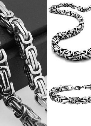 Чоловічий набір: ланцюжок та браслет steel rage silver 6 мм