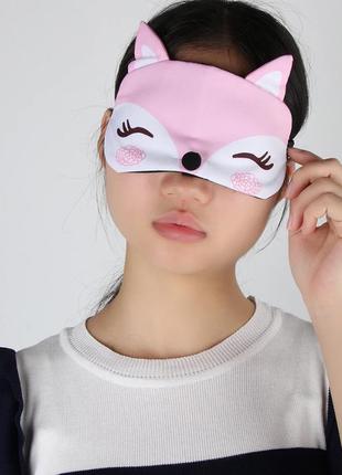 Удобная маска для сна "лисичка розовая" повязка на глаза детская. наглазная маска женская2 фото