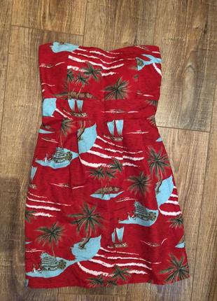 Милый красный короткий сарафан м-l с открытыми плечами