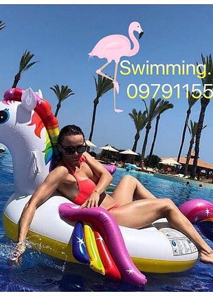 Пліт матрац мега острів гігантський райдужный єдиноріг 198 см