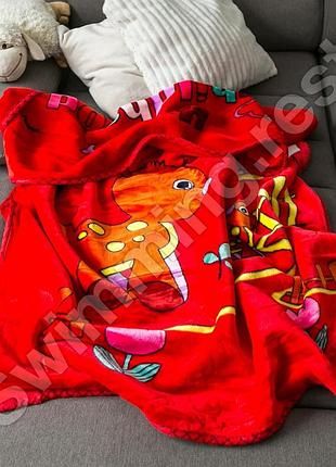 Дитячий теплий подвійний двосторонній плед рукавичка ковдру відмінну якість 100х130 см червоний