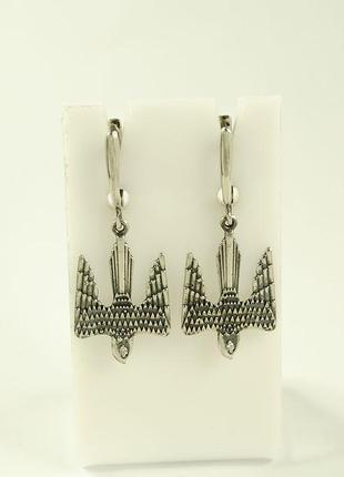 Сережки сокіл тризуб зі срібла 925 проби, магазин myuvelir 4