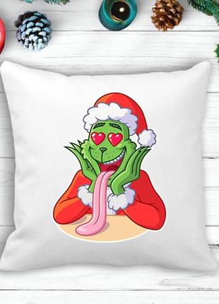 Подушка с новогодним принтом гринч (the grinch) влюблен