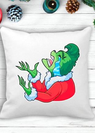 Подушка с новогодним принтом гринч (the grinch) плачет