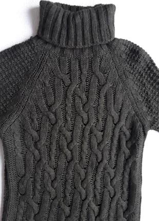 Платье-свитер zara ,объемной вязки,цвет хаки2 фото