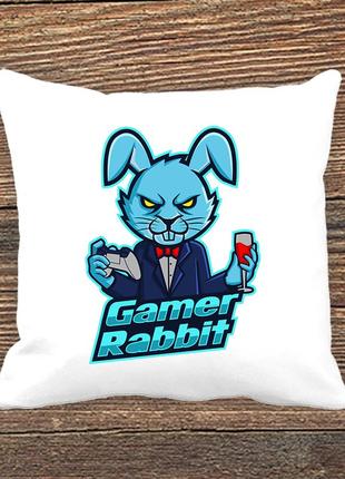 Подушка з принтом заєць "gamer rabbit"